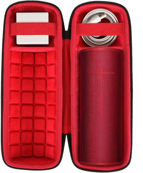 co2CREA Hard Travel Case Replacement for Ultimate Ears UE BOOM 4 / BOOM 3 Portable Bluetooth Wireless Speaker (Black Case + Inside Sunset Red)...