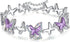 Butterfly Link Charm Bracelet with Premium Birthstone Crystal, Silver-Tone, 7”+2” Chain...