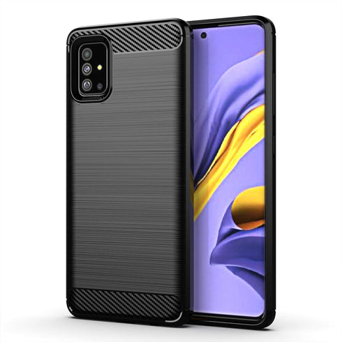 MAIKEZI Soft TPU Slim Fashion Anti-Fingerprint Non-Slip Protective Phone Case Cover for Samsung Galaxy A51 4G (Black Brushed TPU)...