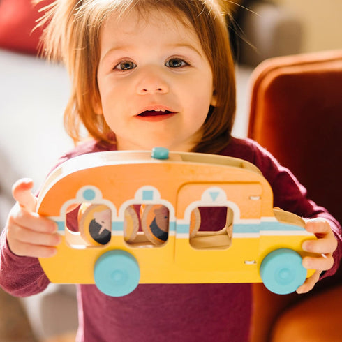 Melissa & Doug GO Tots Wooden Roll & Ride Bus with 3 Disks - FSC Certified...