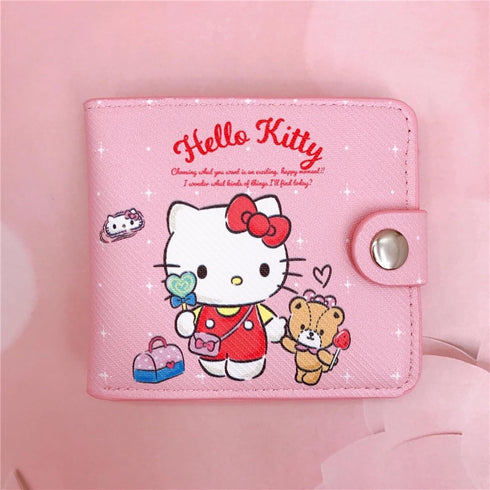 Cute Small Wallet for Women and Girls, Kawaii Leather Slim Purse Bifold Card Holder Coin Pocket and ID Window, 2Pcs Set...