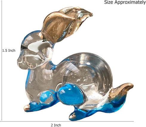Garden Deco Glow in The Dark Blue Gloden RABIT Hand Blown Art Glass Figurine Ornament Sculpture s...