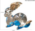 Garden Deco Glow in The Dark Blue Gloden RABIT Hand Blown Art Glass Figurine Ornament Sculpture s...