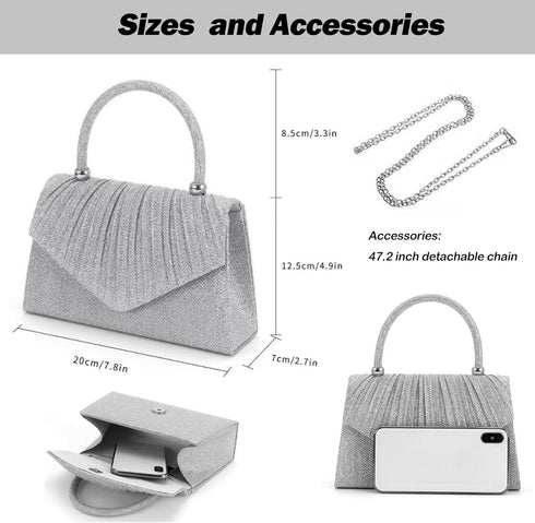 Women's Evening Handbags, Elegant Pleated Clutch Purse for Formal Prom Tea Party Wedding guest Cocktail Night Date...