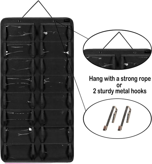 AROUY Sunglasses Organizer Storage, Hanging Dust Proof Wall Pocket Glasses Organizer - 16 Felt Slots Sunglass Organizer Holder with Metal Hook and...