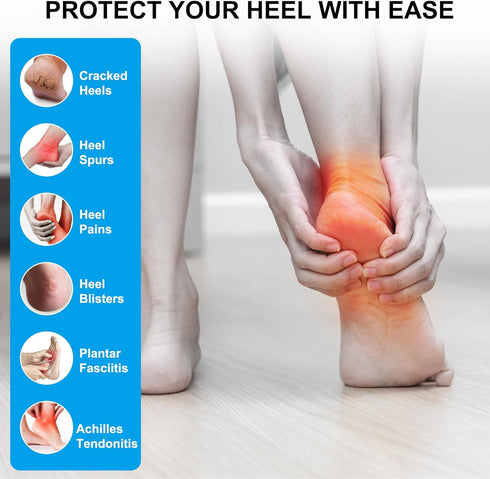 4 Pairs Premium Heel Protectors, Silicone Heel Cups for Heel Pains,Cracked Heels, Heel Spurs, Plantar Fasciitis,Unisex Fit Gel Heel Pads,Heel Pain...