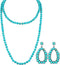 Bonuci Women Necklace Set Long Turquoise Beads Endless Vintage Jewelry Simulated Collar Western Necklace Cute Turquoise Jewelry Earring Accessorie...