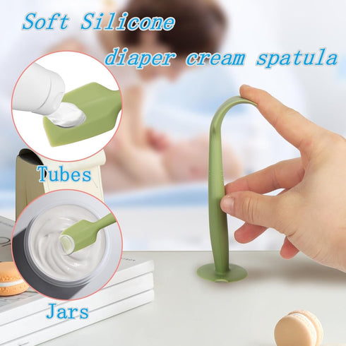 Baby Diaper Cream Spatula 3 Pack Butt Paste Spatula Soft Silicone Diaper Cream Applicator Butt Spatula Baby With Suction Cup Base (Light Blue, Yel...