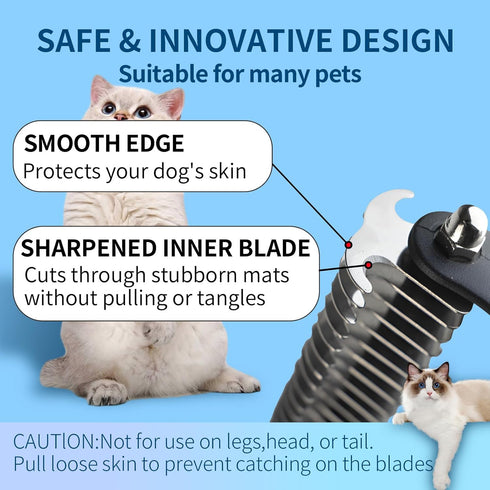 Pet Grooming Brush, Double Sided Deshedding for Dogs & Cats, Skin Friendly Grooming Dog Brush, Pet Shedding Brush,Undercoat Rake for dogs Grooming...
