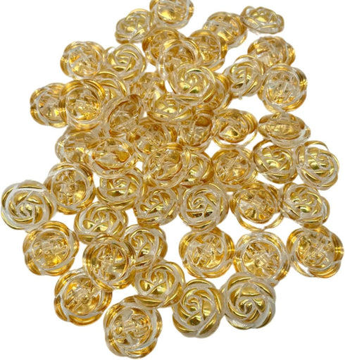 50pc 20mm Gold Edge Transparent Rose Flower Buttons for DIY Decoration Buttons Sewing Accessories Supplies...