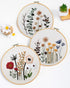 Santune 3 Sets Embroidery Kit,Cross Stitch Kits for Beginners,Needlepoint Kits for Adults with Easy Stamped Floral Pattern Fabric Hand Crafts,Hoop...