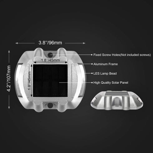 JIGUOOR Solar Deck Lights LED Driveway Lights Solar Powered Dock Light Outdoor IP68 Waterproof Road Markers for Step Sidewalk Stair Boat Garden Gr...