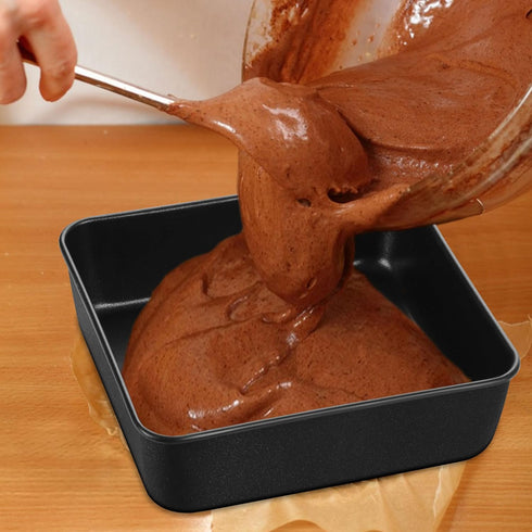 E-far 8x8 Baking Pan, Nonstick Square Cake Pan with Stainless Steel Core, Black Metal Bakeware for Brownies Lasagna Cakes, Non-toxic & Easy Clean,...