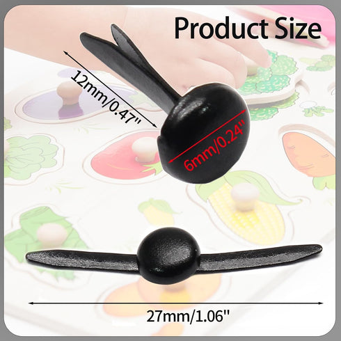 100 PCS Mini Brads Fasteners - Mini Round Head Metal Paper Fasteners for DIY Craft - Black(6mm*12mm)...