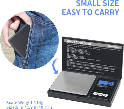 Digital Gram Scale,200g 0.01g/0.001oz Weight Scale Gram and Ounce,Electronic Smart Mini Pocket Scale with 100g Calibration Weight,for Grain,Gold,J...