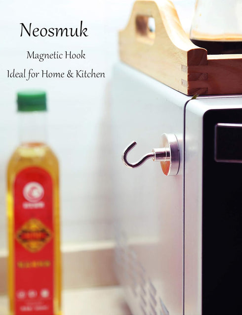 Neosmuk Magnetic Hooks Heavy Duty,Strong Magnet with Hook for Fridge, Super Neodymium Extra Strength Industrial Hooks for Hanging, Magnetic Hanger...