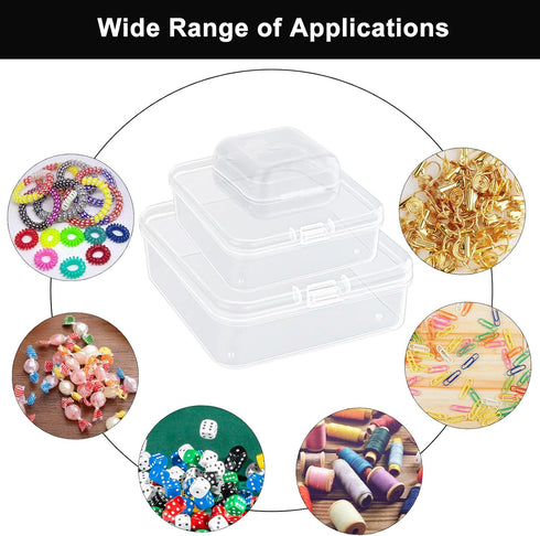 12Pcs Mini Storage Containers, Mixed Sizes Small Rectangular Clear Plastic Storage Containers Box with Hinged Lid for Beads, Organizie Tiny Items,...