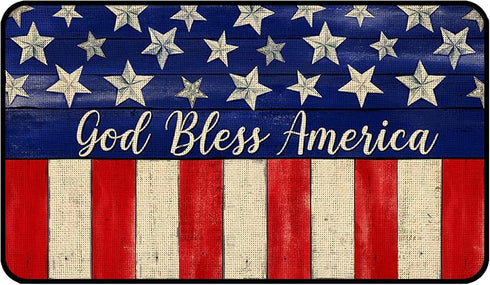 4th of july flag doormat God Bless America Patriotic Decor Non-Slip Independence Day Floor Mat Patriotic Door Mat 17x29 inch...
