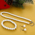 Faux Pearl Jewelry Set Simulated Pearl Necklace Bracelet Earrings for Women Birthday Christmas Gift...