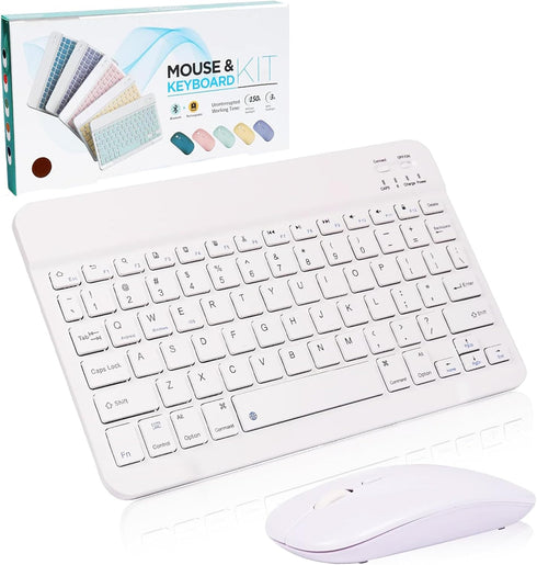Bluetooth Keyboard and Mouse Combo,Ultra Slim Rechargeable Portable Wireless Keyboard Mouse Set Compact for Android Windows Tablet Cell Phone iPho...