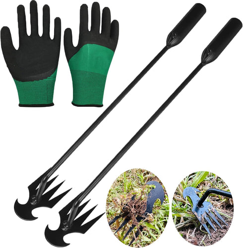19.7-inch upgraded manual weeding tool, portable weeding tool with gardening gloves. Used for planting and weeding gardens, lawns and vegetable ga...
