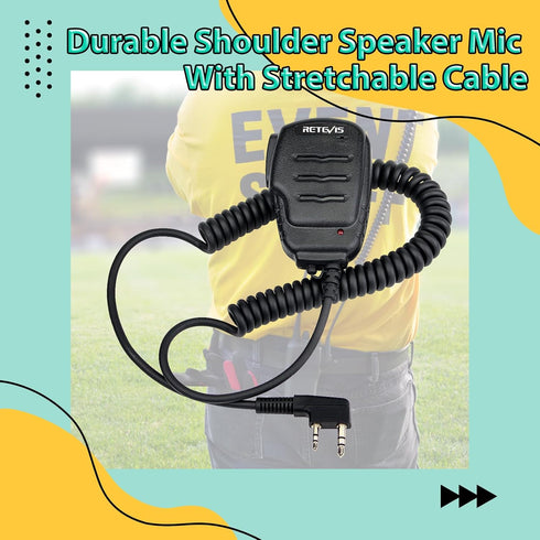 Retevis Walkie Talkies Mic, LED Shoulder Speaker Mic, for Retevis RT22 RT68 H-777 RB26 RT86 RT21, Compatible with Baofeng BF-F8HP UV-82 UV-5R 5RM ...