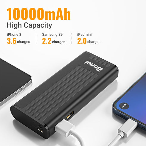BONAI 10000mAh Portable Charger for Heated Vest, 5V 2.1A Battery Pack for Heated Jacket with Dual USB Output & LED Flashlight for iPhone iPad iPod...