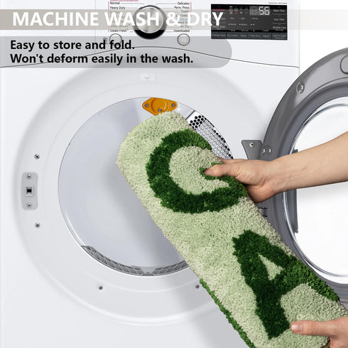 Get Naked Bath Mat Runner Non Slip Shaggy Bathroom Rug 18"x47" Long Non Slip Absorbent Green Bathroom Runner Machine Washable Bath Rugs Soft Naked...