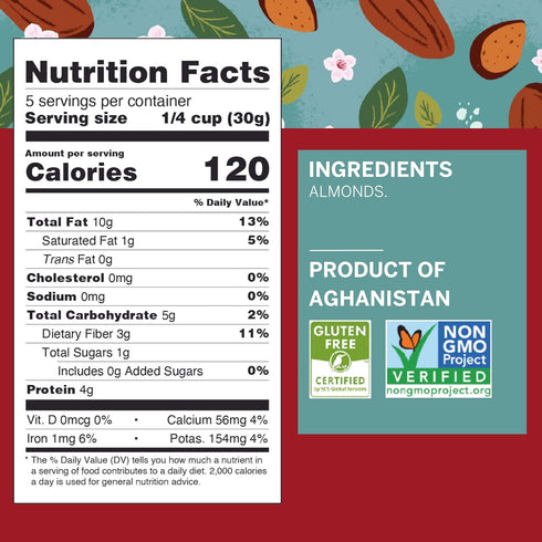 Ziba Foods Heirloom Gurbandi Raw Almonds | Non-GMO, Vegan, Whole 30 Friendly, Keto & Paleo | Heirloom Superfood Naturally High In Vegan Protein & ...