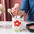 Pen Holder for Desk, Ceramic Makeup Brush Holder for Women,Gold 3D Engrave Retro Floral Flowers Design Love Hearts Pencil Holder Desktop Desk Orga...