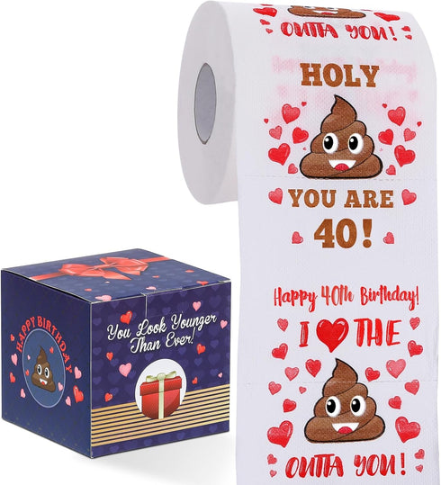 40th Birthday Gifts for Women, Men, Her, Him - Happy Prank Toilet Paper - 40th Birthday Decorations, Party Supplies Favors - 40 Years Old Funny Ga...
