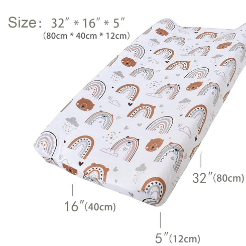 Owlowla Changing Pad Cover Soft Minky Changing Table Cover Lovely Print Waterproof Changing Pad Covers Baby Boy Girl(Rainbow&Bear)...