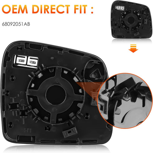 Left Driver Side Mirror Glass Replacement Compatible with 2011 2012 2013 2014 2015 2016 2017 2018 Jeep Grand Cherokee Rear View Side Heated Mirror...