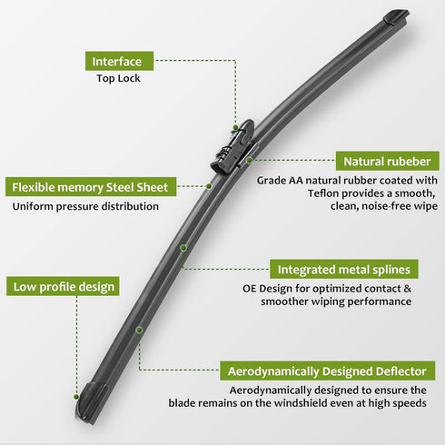 Windshield Wiper Set 26"+20" (Top Lock,Set of 2) Fits Toyota Mirai 2016-2020,Subaru Ascent 2019-2022,Automotive Replacement Wiper Blade...