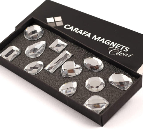 Clear Fridge Magnets 12-Pack – Elegant Gem Magnets – Aesthetic Magnetic Diamonds...
