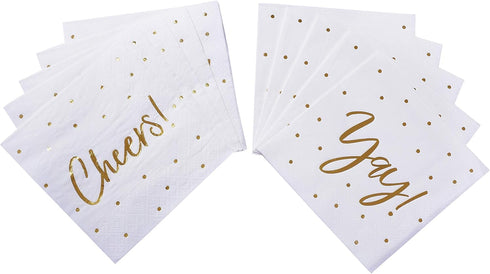 100 Pack Cocktail Napkins - Includes 2 Designs - Perfect for Weddings, Birthdays, New Year Party Supplies …...