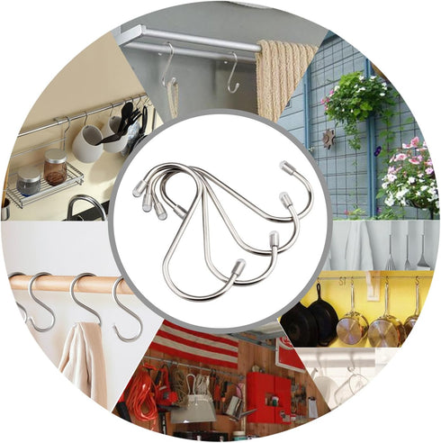 20 Pack 3.4" S Shaped Hooks Stainless Steel Metal Hangers Hanging Hooks for Kitchen, Work Shop, Bathroom, Garden...