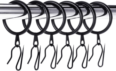Hotop 30 Pcs Metal Drapery Curtain Rings 0.98/1.26/1.65 inch Interior Diameter and 30 Pcs Hanging Curtain Drapery Pin Hooks for Window Door Shower...
