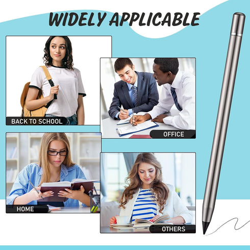 4 Pcs Metal Inkless Pen Inkless Erasable Pencil Metallic Pencil No Ink Aluminum Metal Pencil with Eraser for Writing Drafting Drawing Home Office ...