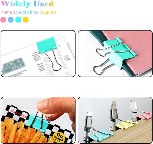 Mini Binder Clips, 120 Pack, 5/8 Inch, Standard 15mm, Color, Mini Binder Paper Clips, Fold Clamp, Capacity 0.23 Inch, Paper Clips, Office Supplies...