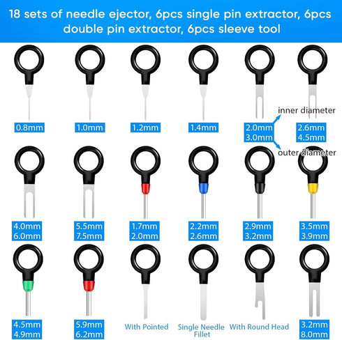 Terminal Removal Tool Kit 82 Pcs Depinning Tool Electrical Connector Pin Removal Tool Kit Pin Extractor Tool Set Wire Terminal Release Tool for Au...
