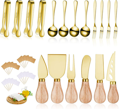 Charcuterie Board Accessories Spreader Knife Set Cheese Butter Spreader Knife Charcuterie Utensils with Wooden Handles Mini Serving Tongs Spoons F...