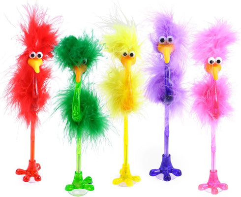 12pcs Plastic Ballpoint Pens Furry Ballpoint Pens Cartoon Ostrich Shape Ballpoint Pens for Office Supplies Students (Random Color)...