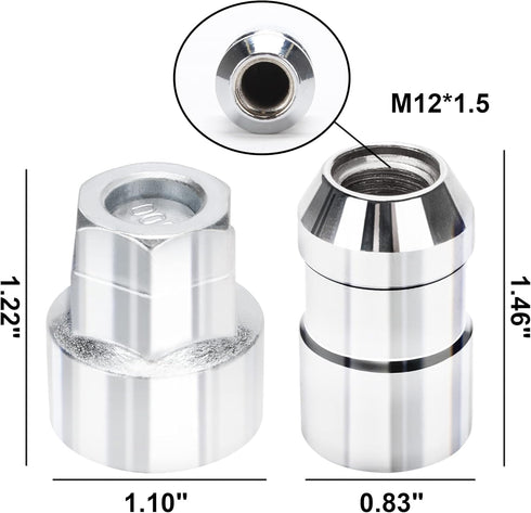 CARTMAN Universal Chrome Wheel Lock Set(M12 x 1.5 Thread Size), 4 Locks / 1 Key, Antitheft Tire Lock Set for Cars...