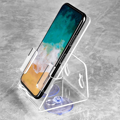 Bath&Shower Cell Phone Stand Holder-Handset Bracket-Suction Cup Bracket -Suction Cup Holder, Holder's Tray Mounted with Two Strong Suction Cups Su...