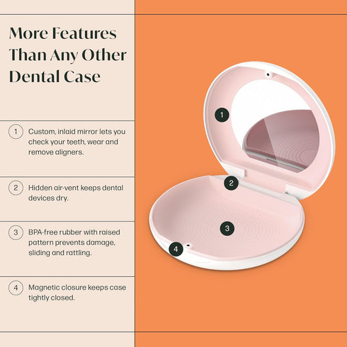 Aligner/Retainer Case with Built-In Mirror & Magnetic Lock - Premium Silicone-Lined Case Holder with Vent Holes for Aligners, Retainers, Mouth Gua...