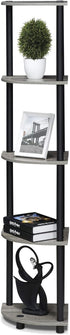 Furinno Turn-N-Tube 5 Tier Corner Display Rack Multipurpose Shelving Unit, 1-Pack, French Oak Grey/Black...