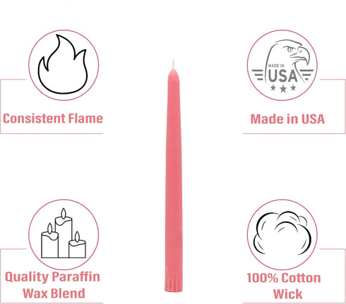 CandleNScent Taper Candles | Tapered Candlesticks - dripless 10 Inch unscented | Pink | 4 Pack...