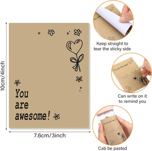 12 Pcs Sticky Notes 3 x 4 Inch Cute Sticky Notes Post Notes Motivational Stick Pads Appreciation Self Sticky Notes for Office School, 30 Sheets Ea...