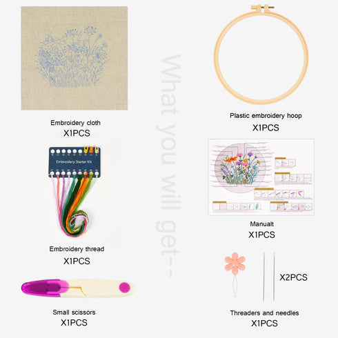 MAMUNU Embroidery Kit for Beginners Adults, Cross Stitch Kits, Stamped Cross Stitch Kits, Flower Embroidery Kit with Printed Embroidery Cloth, Emb...